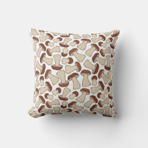 Boletus or Porcini Mushroom Seamless Endless Patte Throw Pillow