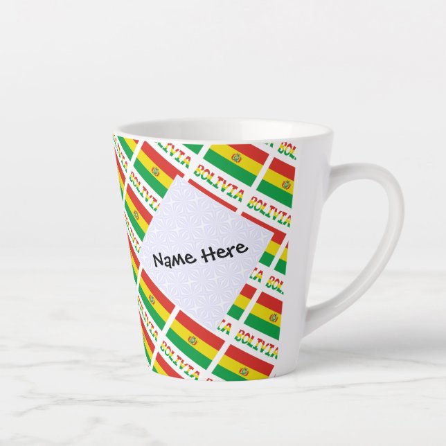Bolivia and Bolivian Flag Tiled Personalized  Latte Mug (Right)