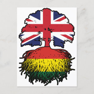Bolivia Bolivian British UK Tree Roots Flag Postcard