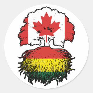 Bolivia Bolivian Canadian Canada Tree Roots Flag Classic Round Sticker