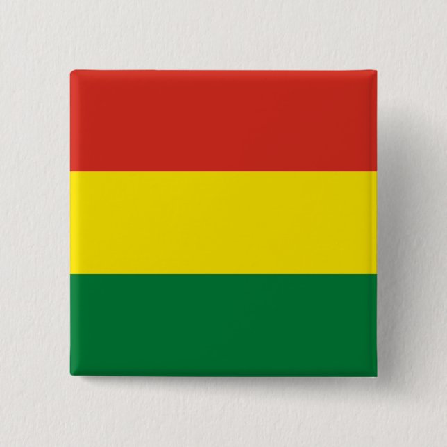 Bolivia (Bolivian) Flag 2 Inch Square Button (Front)