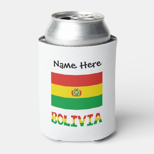 Bolivia Bolivian Flag Personalized Text Can Cooler (Can Front)