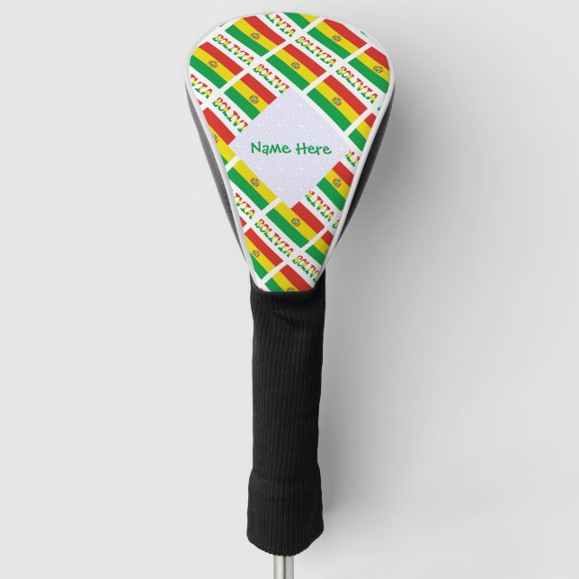 Bolivia Bolivian Flag Tiled Green Personalized  Golf Head Cover (Front)
