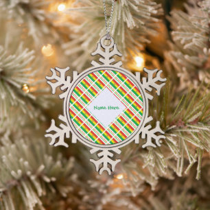 Bolivia Bolivian Flag Tiled Green Personalized Snowflake Pewter Christmas Ornament