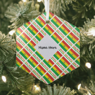 Bolivia Bolivian Flag Tiled Personalized Glass Ornament