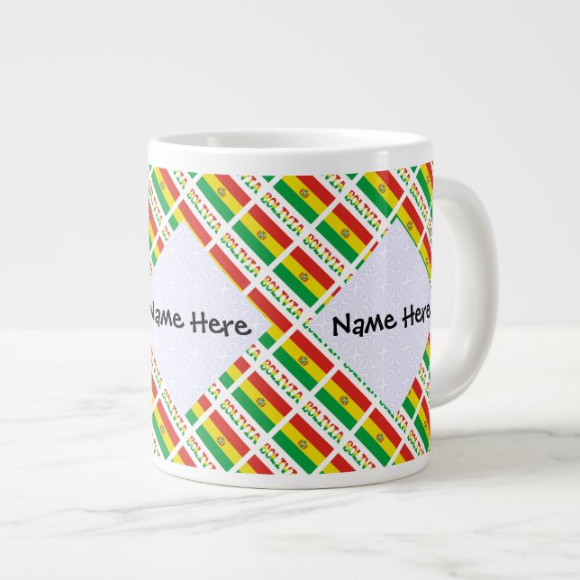 Bolivia Bolivian Flag Tiled Personalized  Large Coffee Mug (Front Right)