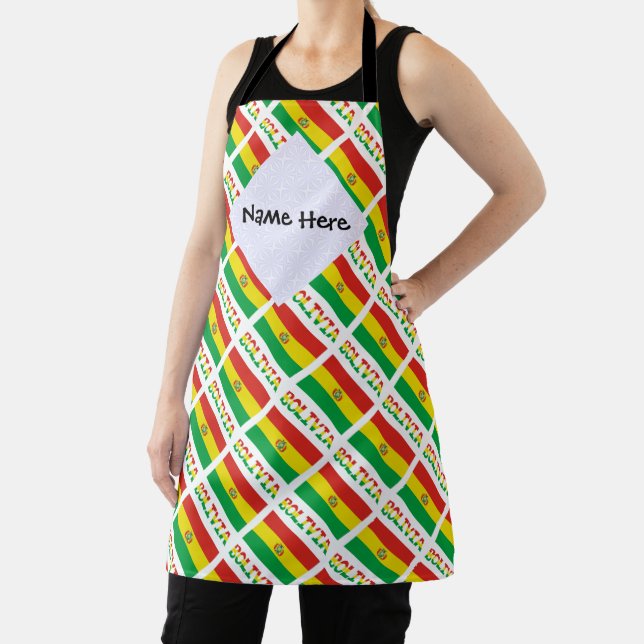 Bolivia Bolivian Flag Tiled Personalized Text Apron (Insitu)
