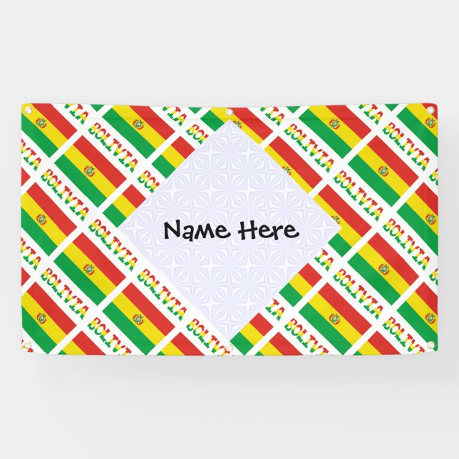 Bolivia Bolivian Flag Tiled Personalized Text Banner (Horizontal)