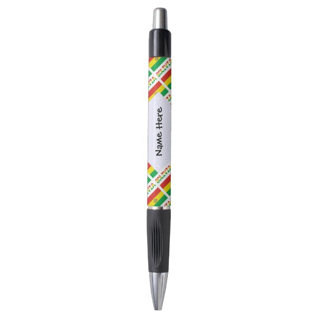 Bolivia Bolivian Flag Tiled Personalized Text Pen (Front Vertical)