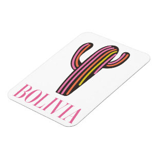 Bolivia cactus travel poster magnet