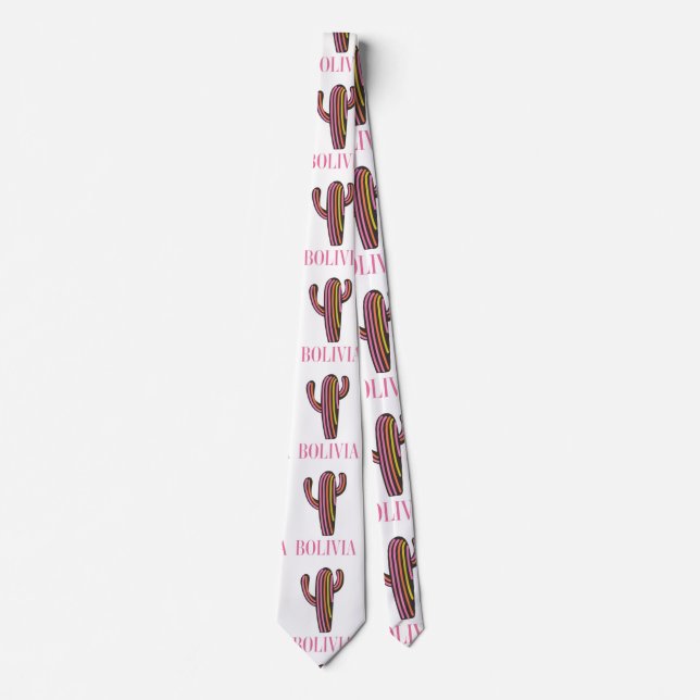 Bolivia cactus travel poster postcard keychain tie (Front)