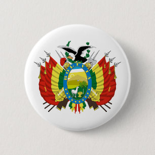 Bolivia country coat arms symbol emblem flag 2 inch round button