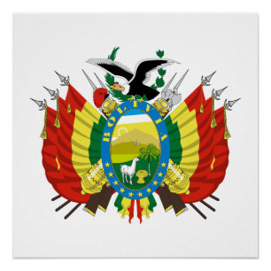 Bolivia country coat arms symbol emblem flag poster