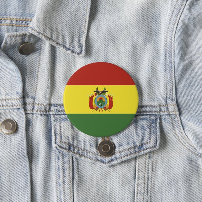 Bolivia flag 3 inch round button (In Situ)