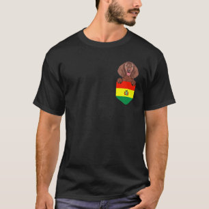 Bolivia Flag American Water Spaniel Dog In Pocket T-Shirt