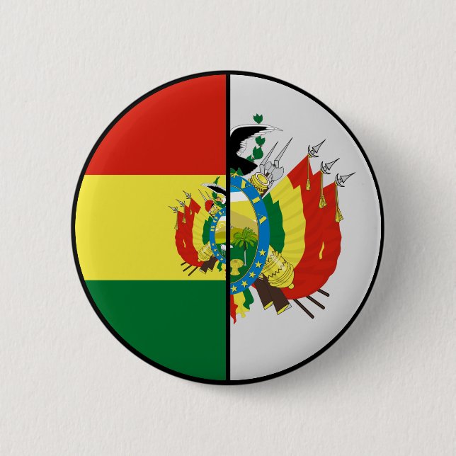 Bolivia Flag and Coat of Arms Patriotic Button (Front)