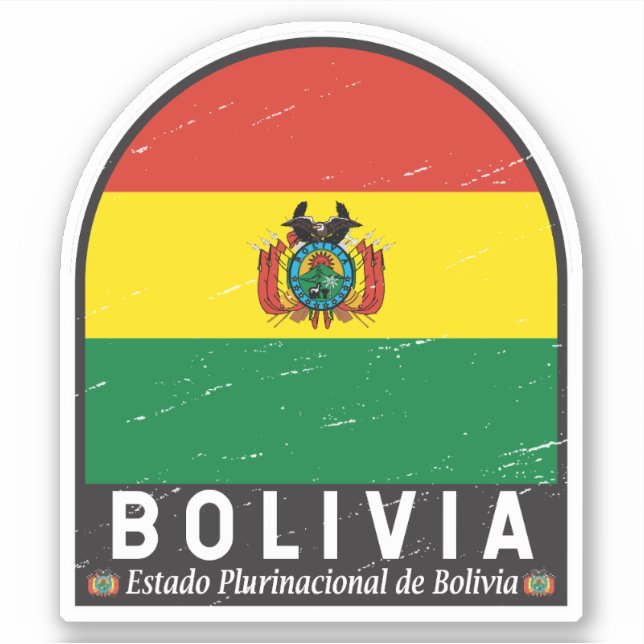 Bolivia Flag Emblem Distressed Vintage (Front)