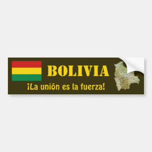 Bolivia Flag + Map Bumper Sticker