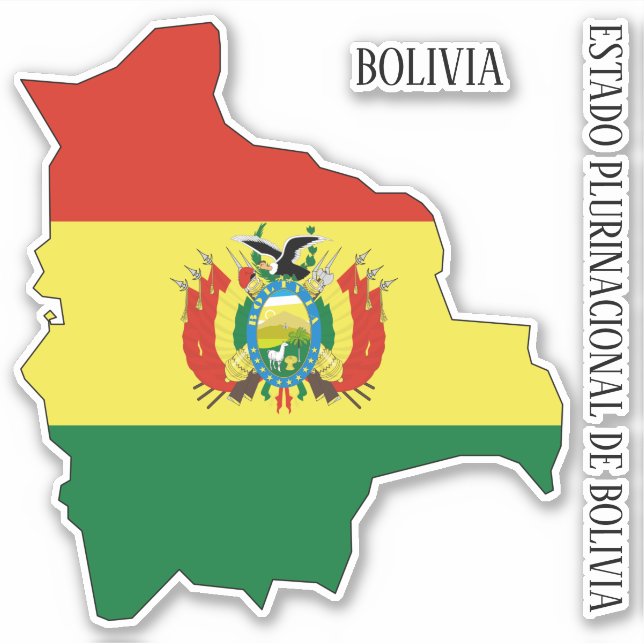 Bolivia Flag Map Sticker (Front)