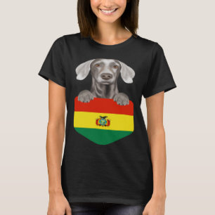 Bolivia Flag Weimaraner Dog In Pocket T-Shirt