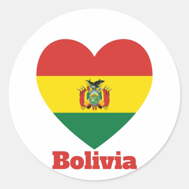Bolivia Heart Flag Classic Round Sticker (Front)