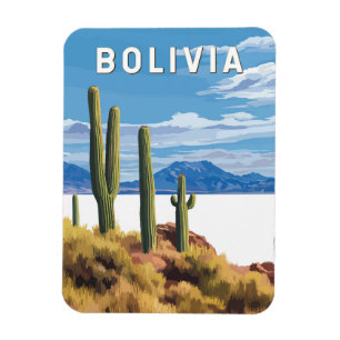 Bolivia Illustration Travel Art Vintage Magnet