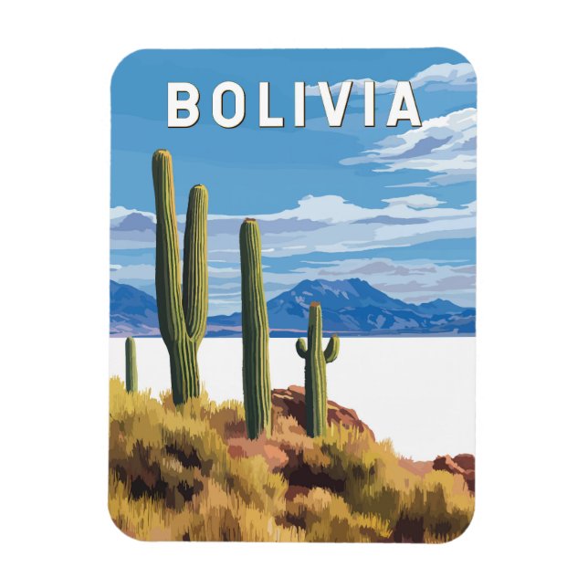Bolivia Illustration Travel Art Vintage Magnet (Vertical)