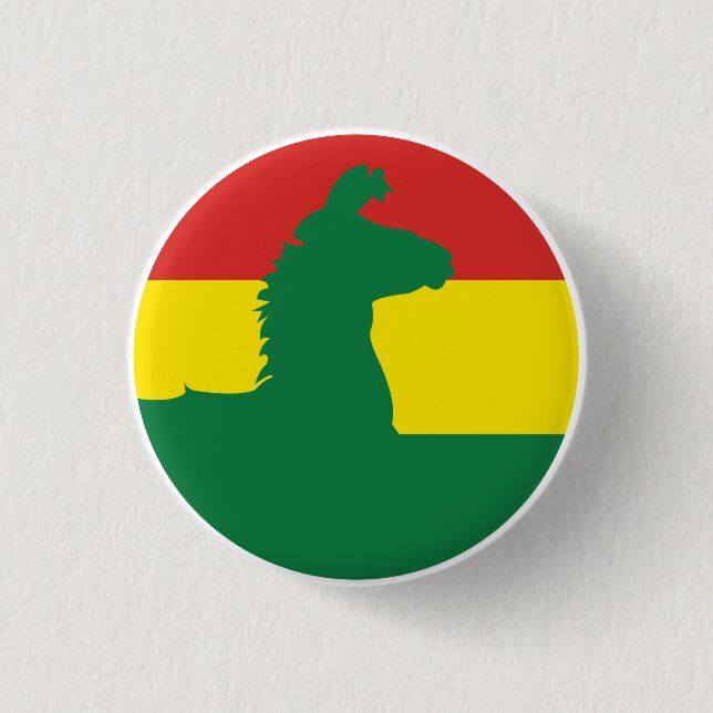 Bolivia Llama Alpaca Bolivian National Animal Flag 1 Inch Round Button (Front)