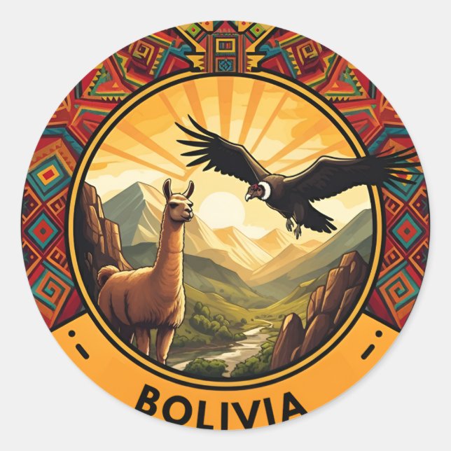 Bolivia logo classic round sticker (Front)