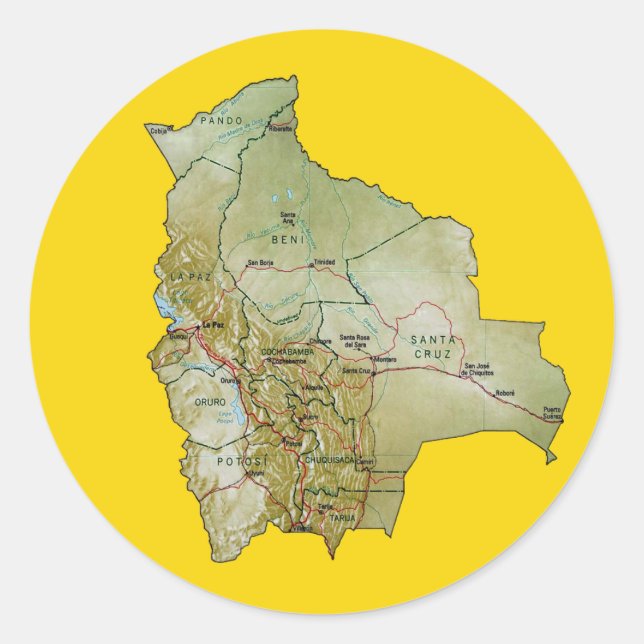 Bolivia Map Sticker (Front)