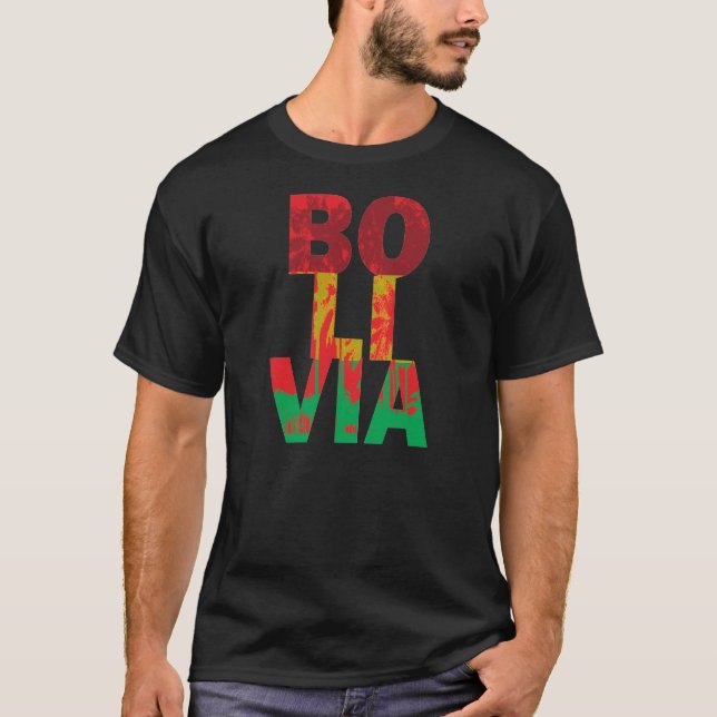 Bolivia Palm Flag Colours T-Shirt (Front)