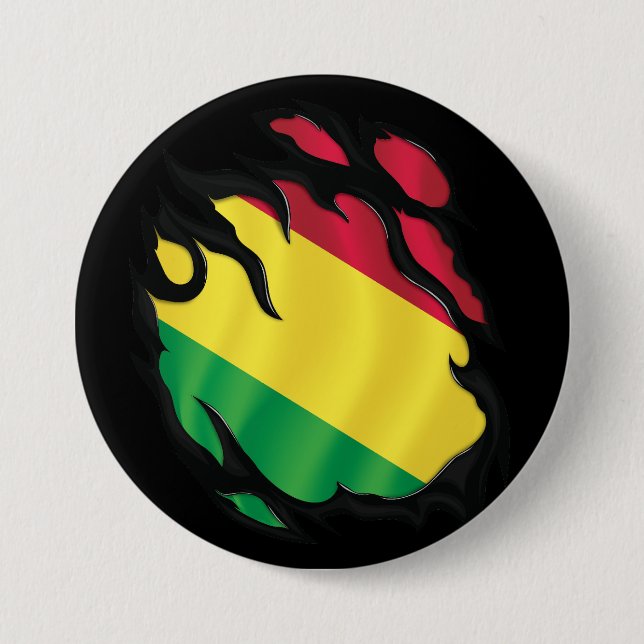 Bolivia Ripped Flag 3 Inch Round Button (Front)