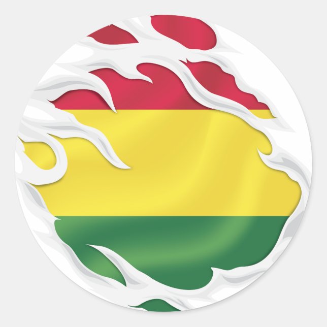 Bolivia Ripped Flag Classic Round Sticker (Front)