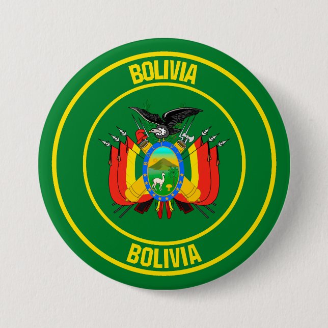 Bolivia Round Emblem 3 Inch Round Button (Front)