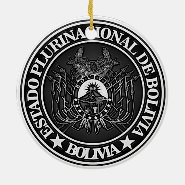 Bolivia Round Emblem Ceramic Ornament (Back)