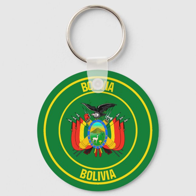 Bolivia Round Emblem Keychain (Front)