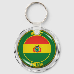 Bolivia Round Emblem Keychain
