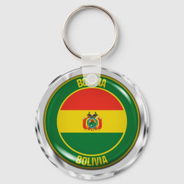 Bolivia Round Emblem Keychain (Front)