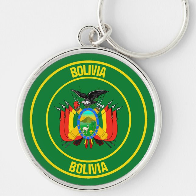 Bolivia Round Emblem Keychain (Front)