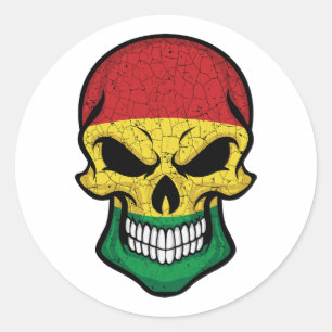 Bolivia Smiling Skull Flag Classic Round Sticker
