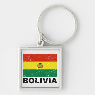 Bolivia Vintage Flag Keychain