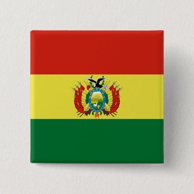 Bolivian Flag 2 Inch Square Button (Front)