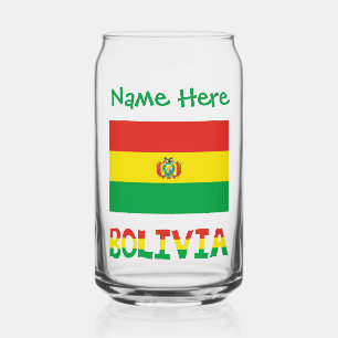 Bolivian Flag Bolivia Green Personalized Name  Can Glass