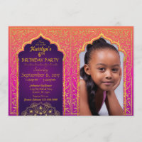 Bollywood Arabian Nights Birthday Invitation Card