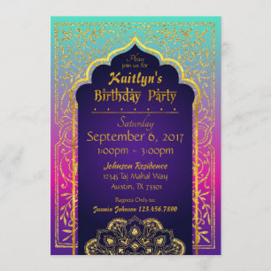 Bollywood Arabian Nights Birthday Invitation Card
