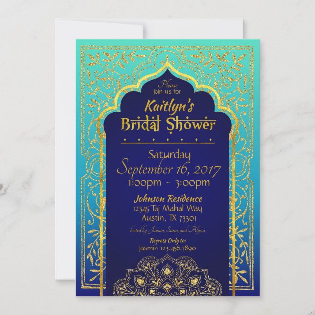 Bollywood Arabian Nights Bridal Shower Invitation (Front)