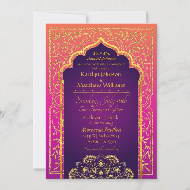 Bollywood Arabian Nights Faire-part de mariage (Devant)
