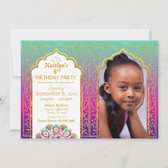 Bollywood Arabian Nights Invitation Card Anniversa (Devant)