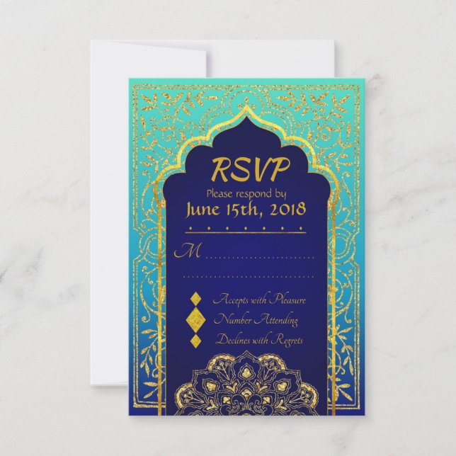 Bollywood Arabian Nights Mariage carte RSVP (Devant)