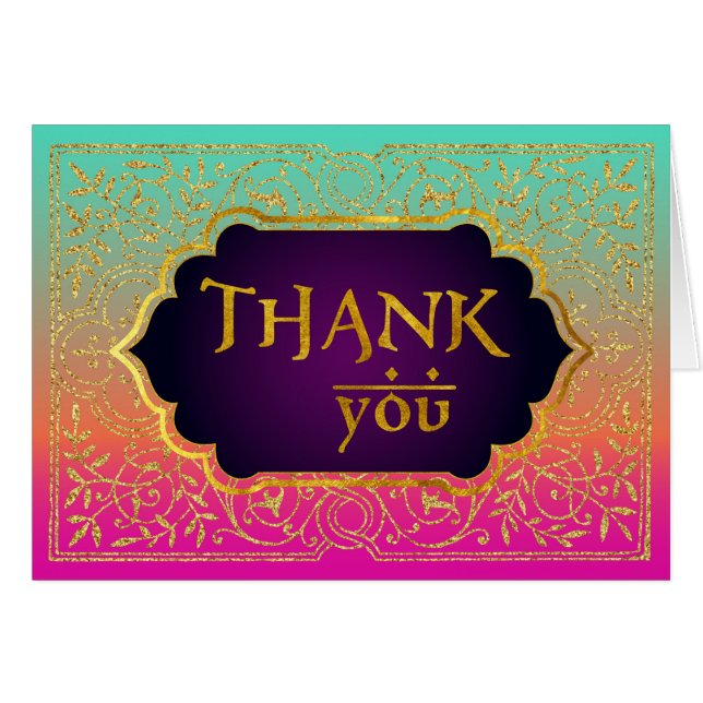 Bollywood Arabian Nights Merci Carte Note (Devant Horizontal)